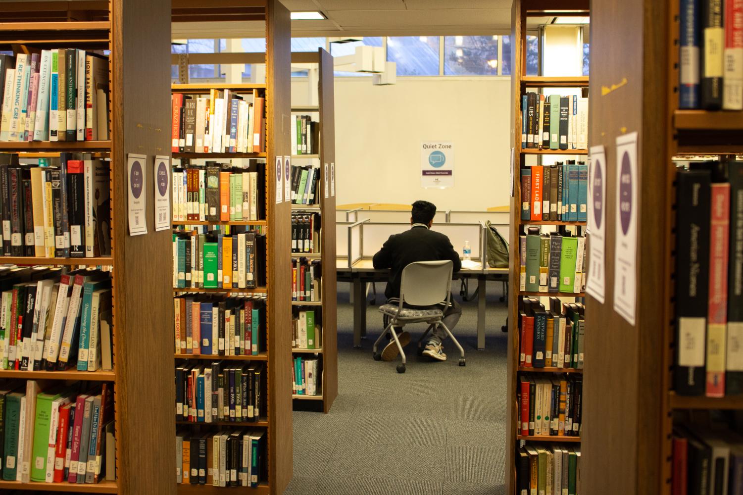 MC students study on the lower level of the MC library which is due to relocate to Pavillion 1 on Jan. 23.