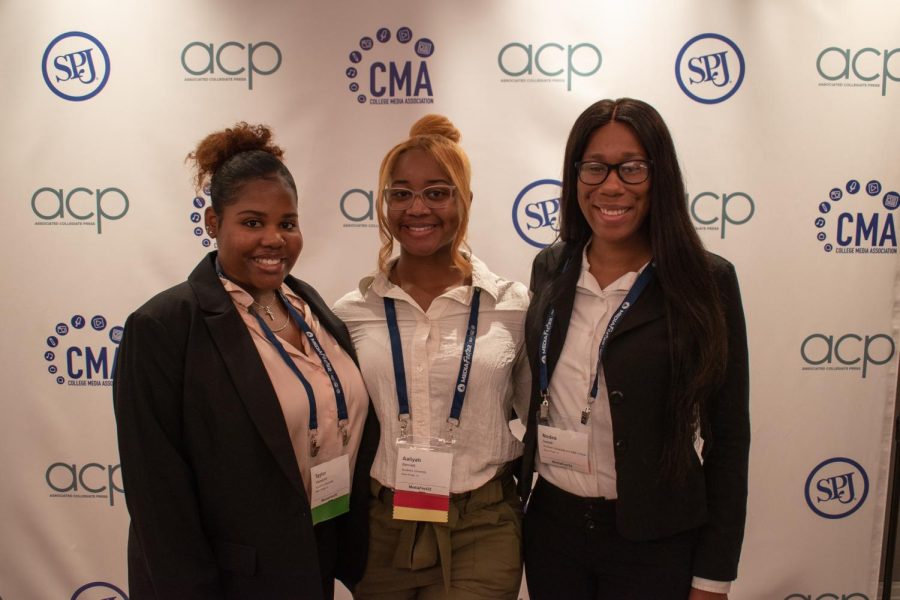 (left to right) Taylor Haywood, Aaliyah Bennett,and Nodea Sewell travelled from Southern University and A&M College to come to the MediaFest22 conference. 