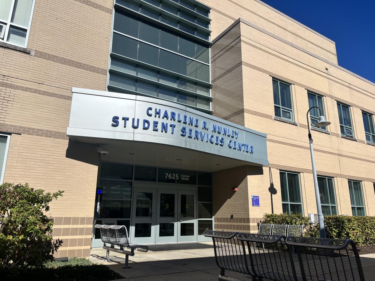 The front entrance of the Charlene R. Nunley Student Services Center (ST building) on Friday morning. This building provides essential services like Counseling & Advising and Raptor Central/Records & Registration for current and prospective MC students.