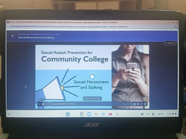 The Sexual Harassment and Stalking module teaches prevention strategies, including verbal techniques to address harassment directly, as seen during the course on April 16.